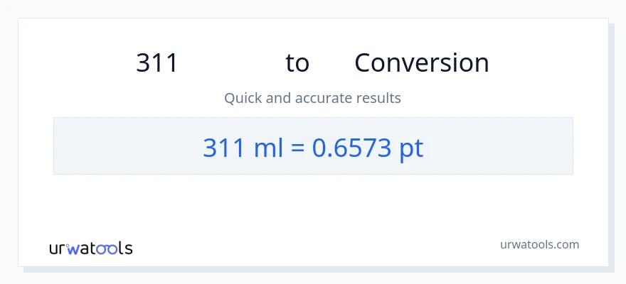 การแปลง 311 มิลลิลิตร เป็น Pints