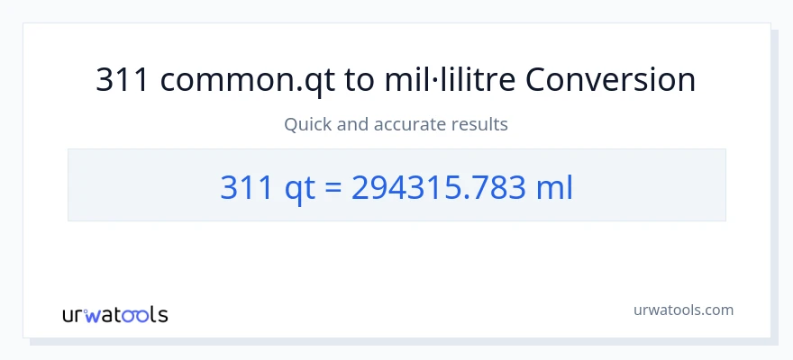 Conversió de 311 Quarts a mil·lilitres
