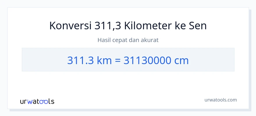 Konversi 311.3 kilometer ke Sentimeter