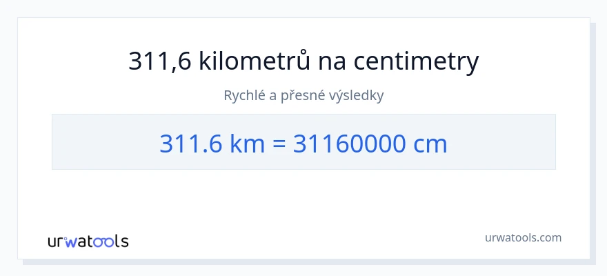 Konverze z kilometry na Centimetry: 311.6