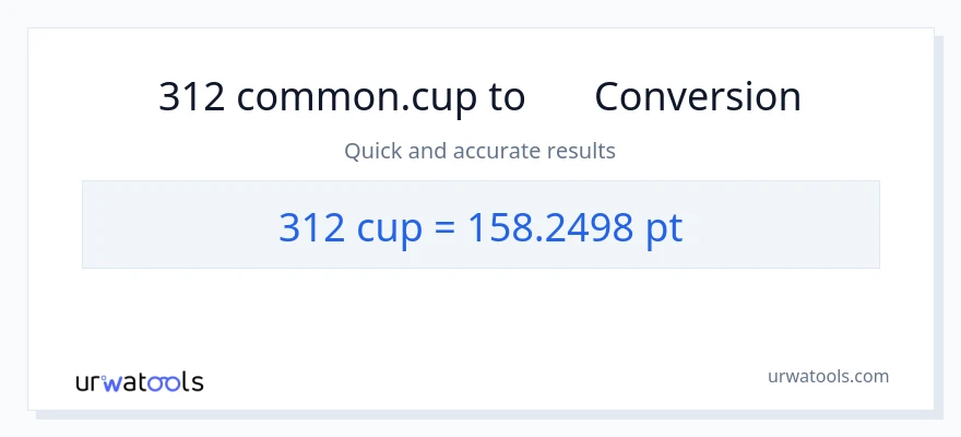 การแปลง 312 ถ้วย เป็น Pints