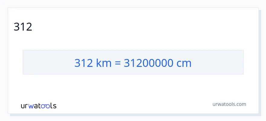 312 կիլոմետրեր-ից Սանտիմետրեր փոխակերպում