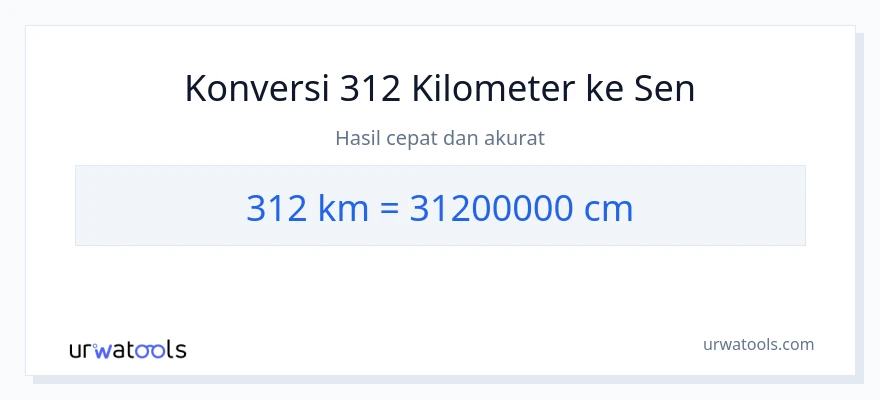 Konversi 312 kilometer ke Sentimeter