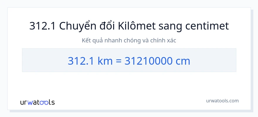 Chuyển đổi 312.1 kilômét sang Centimet