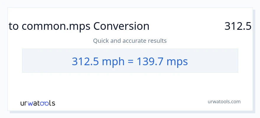 تبدیل 312.5 مایل در ساعت به Meters Per Second