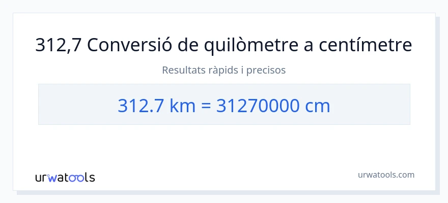 Conversió de 312.7 quilòmetres a Centímetres