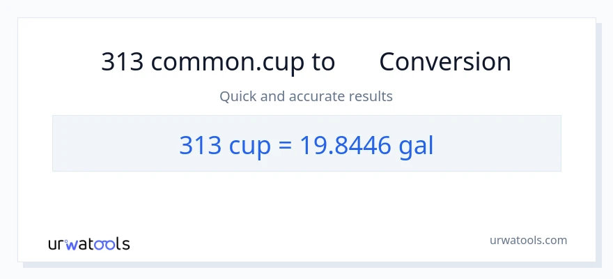 การแปลง 313 ถ้วย เป็น แกลลอน