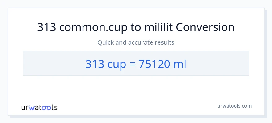 Chuyển đổi 313 cốc sang mililit