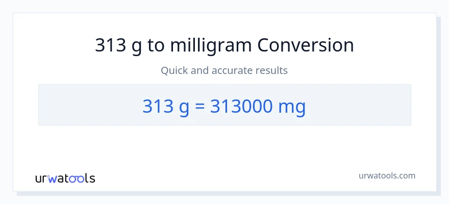 313 Gram til milligram konvertering