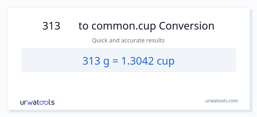 313 ഗ്രാം ൽ നിന്ന് കപ്പുകൾ ലേക്ക് പരിവർത്തനം