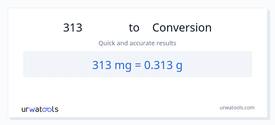 การแปลง 313 มิลลิกรัม เป็น กรัม