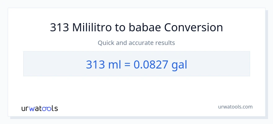 313 mga mililitro patungong Mga galon na conversion