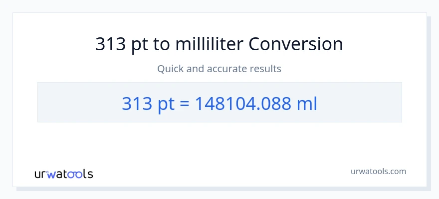 313 Pints til milliliter konvertering