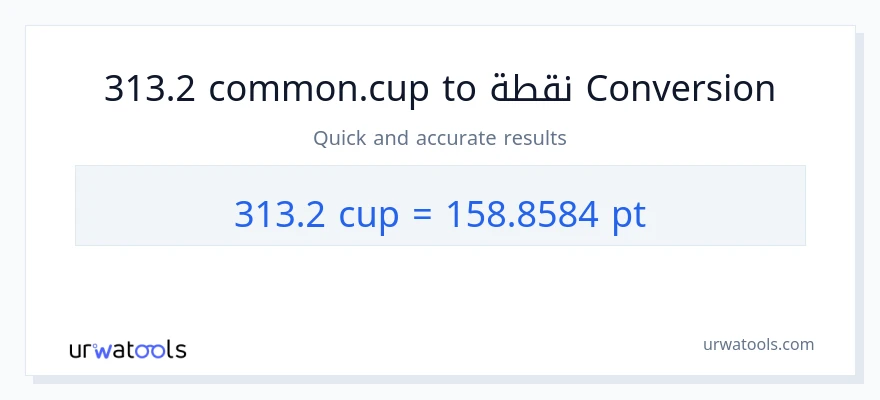التحويل من 313.2 أكواب إلى Pints