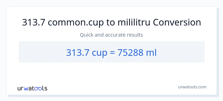 Conversie 313.7 cupe la mililitri