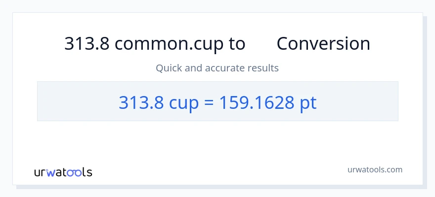 การแปลง 313.8 ถ้วย เป็น Pints