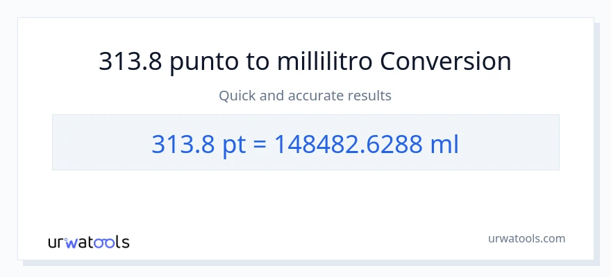 Conversione da 313.8 Pints a millilitri
