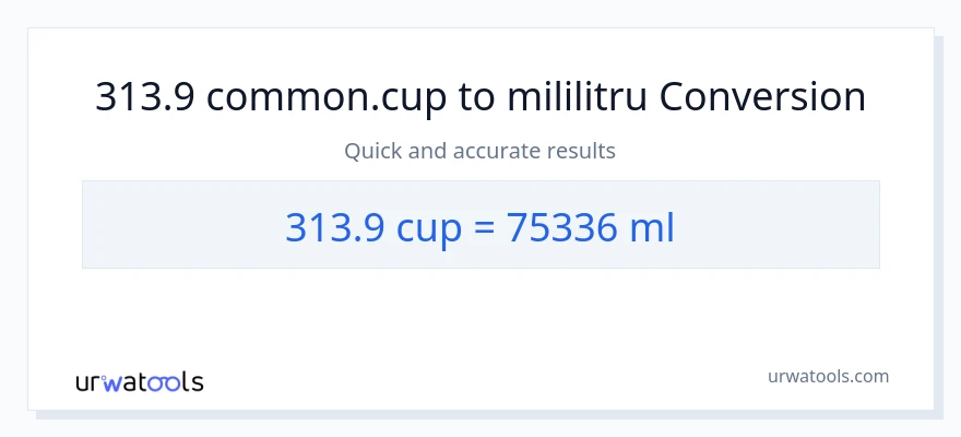 Conversie 313.9 cupe la mililitri