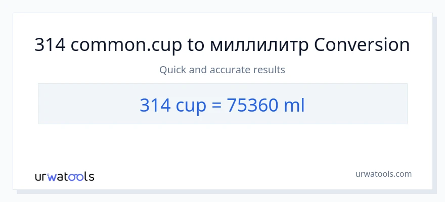 314 чашки в миллилитры преобразование
