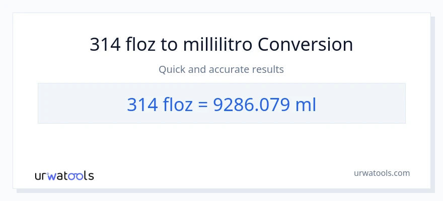 Conversione da 314 once fluide a millilitri