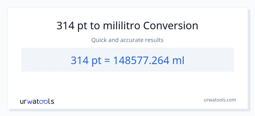 314 Pints patungong mga mililitro na conversion