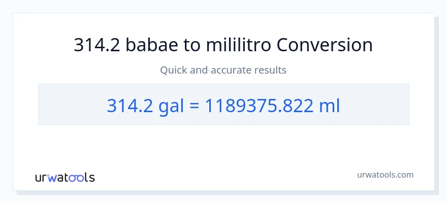 314.2 Mga galon patungong mga mililitro na conversion