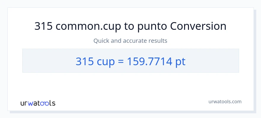 Conversione da 315 tazze a Pints