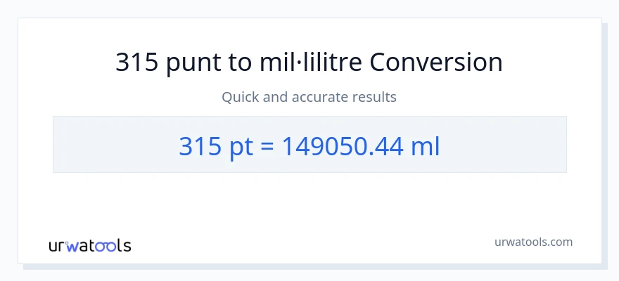 Conversió de 315 Pints a mil·lilitres