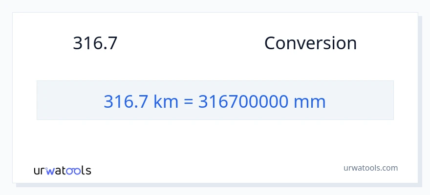 การแปลง 316.7 กิโลเมตร เป็น มิลลิเมตร