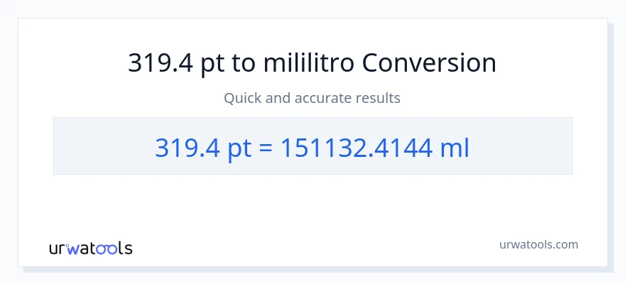 319.4 Pints patungong mga mililitro na conversion
