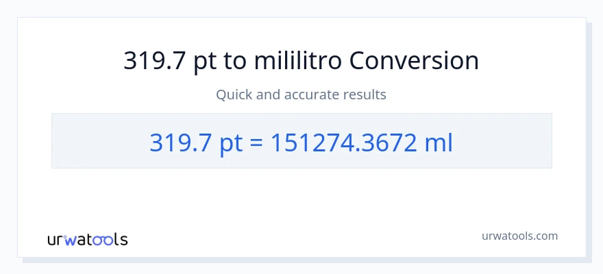 319.7 Pints patungong mga mililitro na conversion
