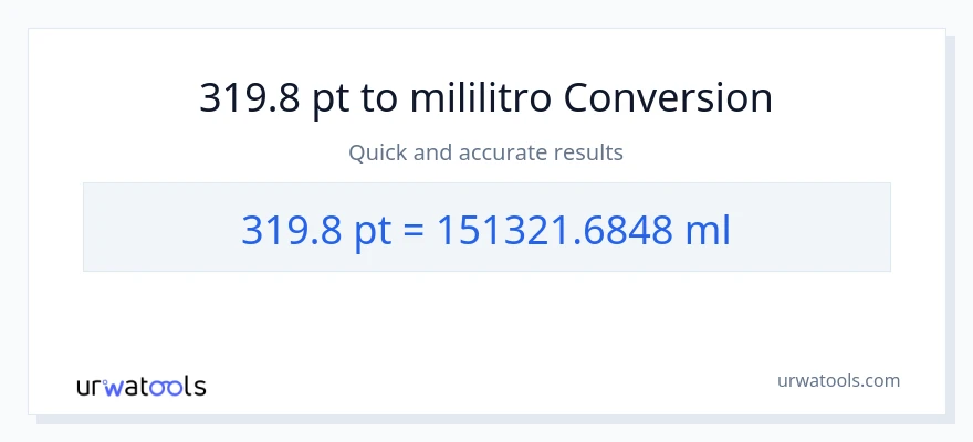319.8 Pints patungong mga mililitro na conversion