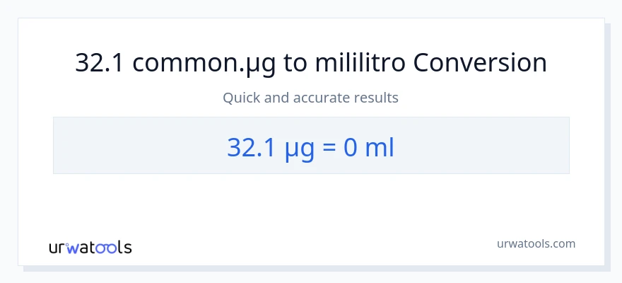 32.1 mga mikrogramo patungong mga mililitro na conversion