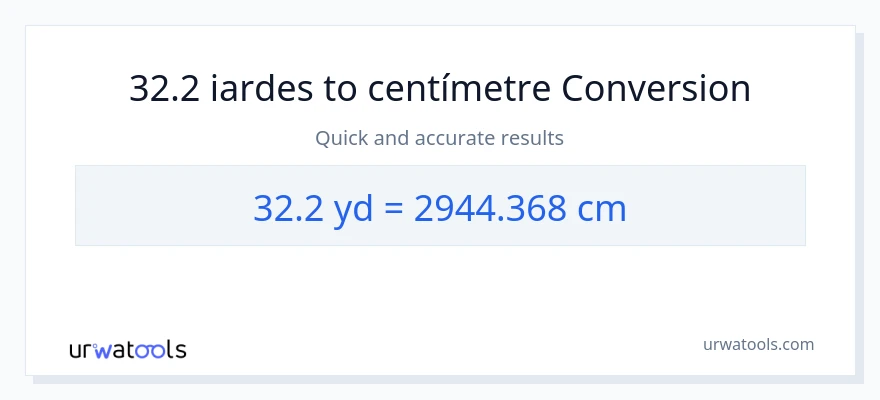 Conversió de 32.2 iardes a Centímetres