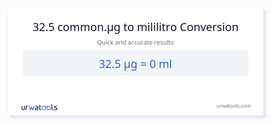 32.5 mga mikrogramo patungong mga mililitro na conversion