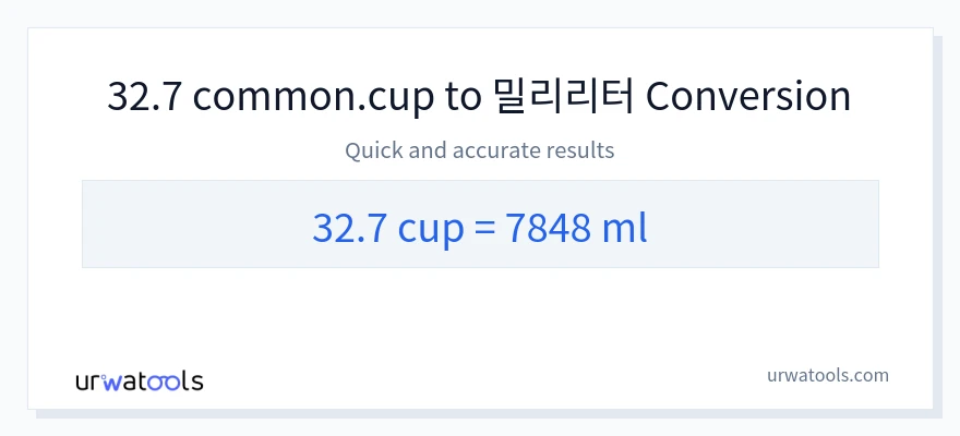 32.7 컵에서 밀리리터으로의 변환
