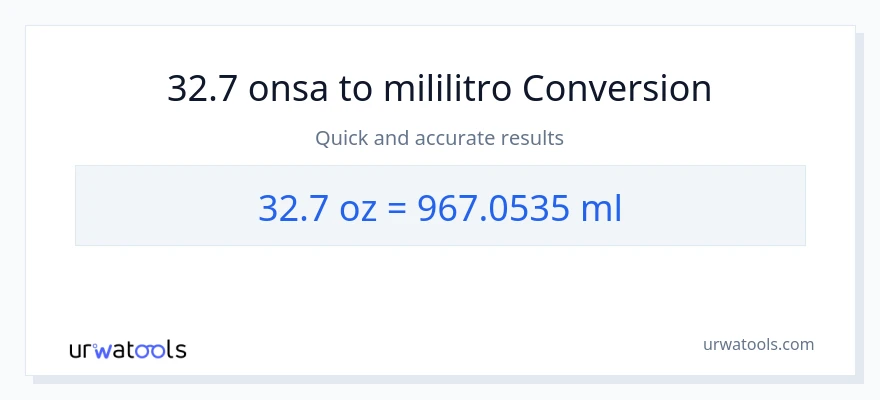 32.7 Mga onsa patungong mga mililitro na conversion