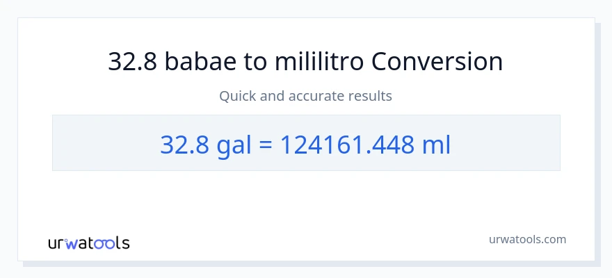 32.8 Mga galon patungong mga mililitro na conversion