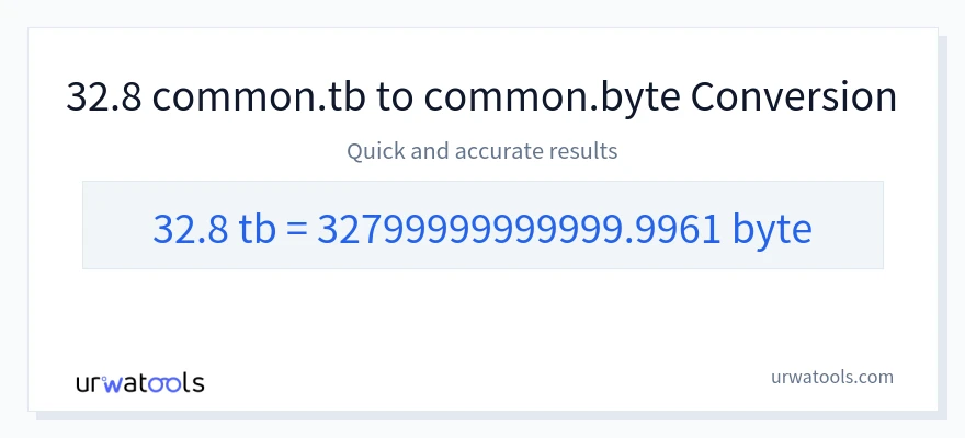 32.8 Terabytes 到 Bytes 轉換