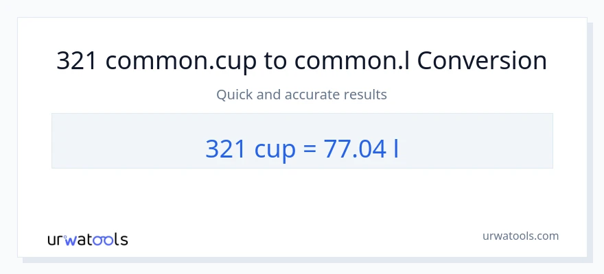 321 پيالې ته Liters بدلون