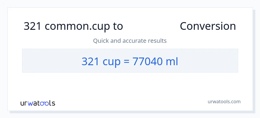تبدیل 321 فنجان‌ها به میلی‌لیتر