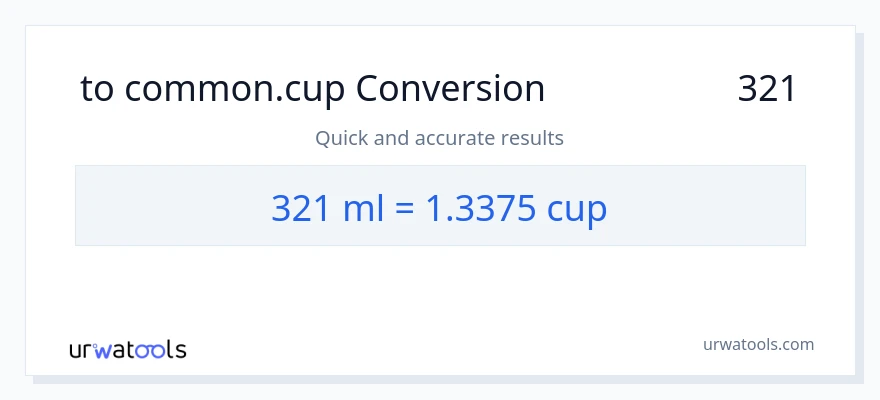 تبدیل 321 میلی‌لیتر به فنجان‌ها