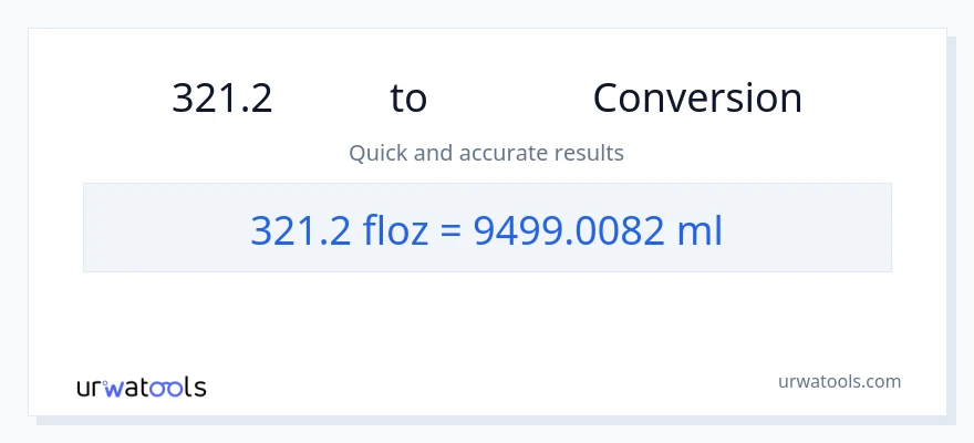 การแปลง 321.2 ออนซ์ของเหลว เป็น มิลลิลิตร