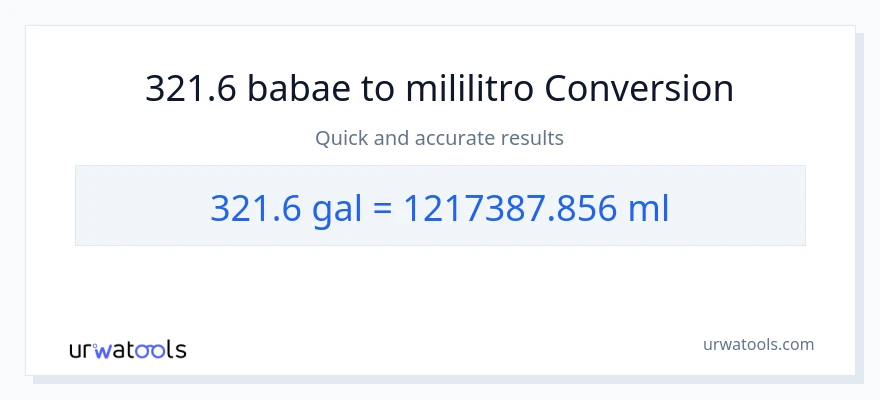 321.6 Mga galon patungong mga mililitro na conversion