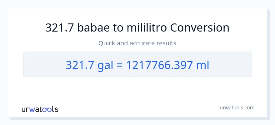 321.7 Mga galon patungong mga mililitro na conversion