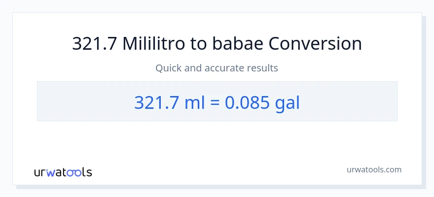 321.7 mga mililitro patungong Mga galon na conversion