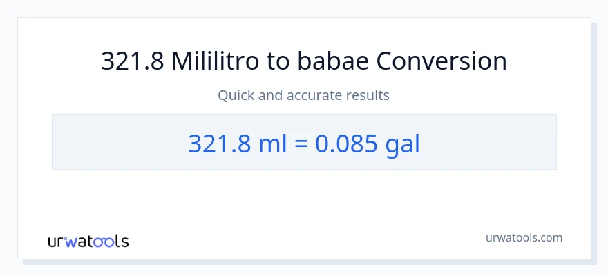321.8 mga mililitro patungong Mga galon na conversion