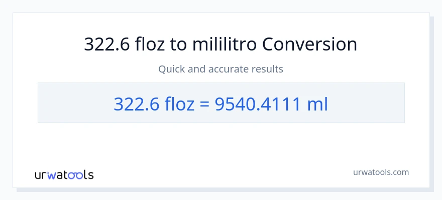 322.6 mga onsa ng likido patungong mga mililitro na conversion