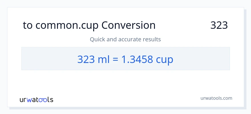 تبدیل 323 میلی‌لیتر به فنجان‌ها