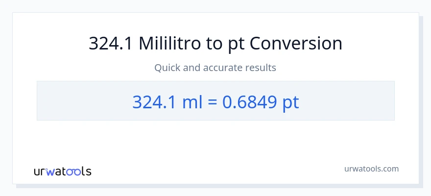 324.1 mga mililitro patungong Pints na conversion